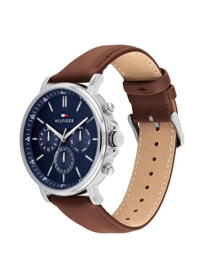 TOMMY HILFIGER Mens Analog Multifunction Quartz Watch With Brown Leather Strap - 1710585